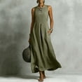 thumbnail image 6 of Dvprdro Solid Crew Neck Sleeveless Maxi Dress for Women Side Pockets Loose Fit Summer Vacation, 6 of 9