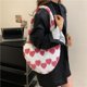 thumbnail image 5 of Bolsa De Tela Esponjosa Bolso de mano de felpa esponjoso moderno en forma de corazón lindo con patrón de corazón (rosa), 5 of 8