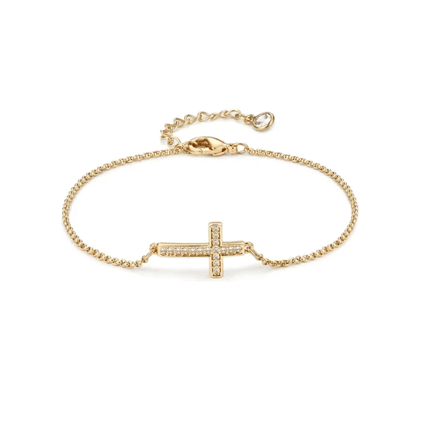 Pulsera Xtellar dorado De Cruz Con Zircón Para Mujer Regalo