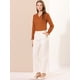 thumbnail image 2 of Blusa con cuello en V Allegra K con volantes y puntos suizos ahuecados para mujer Marrón M, 2 of 6