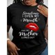 thumbnail image 1 of Camisetas De Manga Corta Para Mujer, Camisetas De Verano Para Oficina, Camping, ComprasChic Red Lips & Letter Print Women's T-Shirt - Casual Crew Neck, Short Sleeve, Stretchy Polyester Blend, Machin, 1 of 6