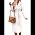 thumbnail image 1 of Abrigo Informal de Mezcla de Lana con Solapa con Muescas, Mangas Largas, Ajustado, Medio, para Mujer, Otoño-Invierno, con Cinturón. XL, 1 of 8
