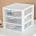 Sterilite ClearView Plastic Small 3 Drawer Desktop Storage Unit, 12
