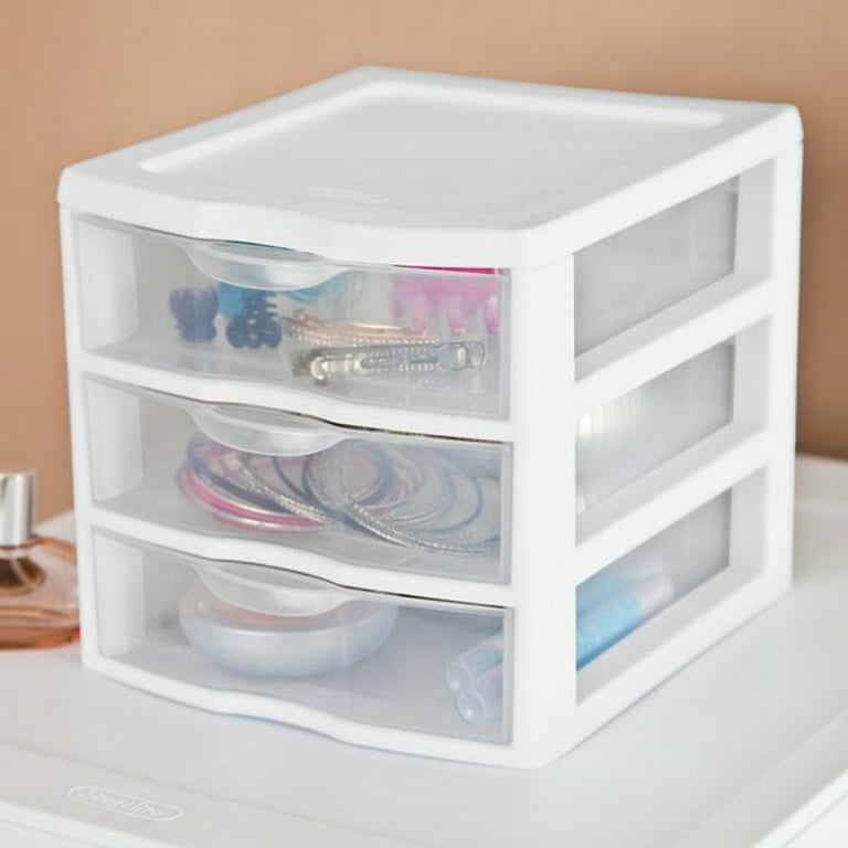  Ciieeo Small Desk Organizer with Drawers 3-Drawer Desktop  Organizer with Open Top Clear Multipurpose Plastic Desktop Storage Box  10.85 x 7.5 x 12.2 Inch : Office Products