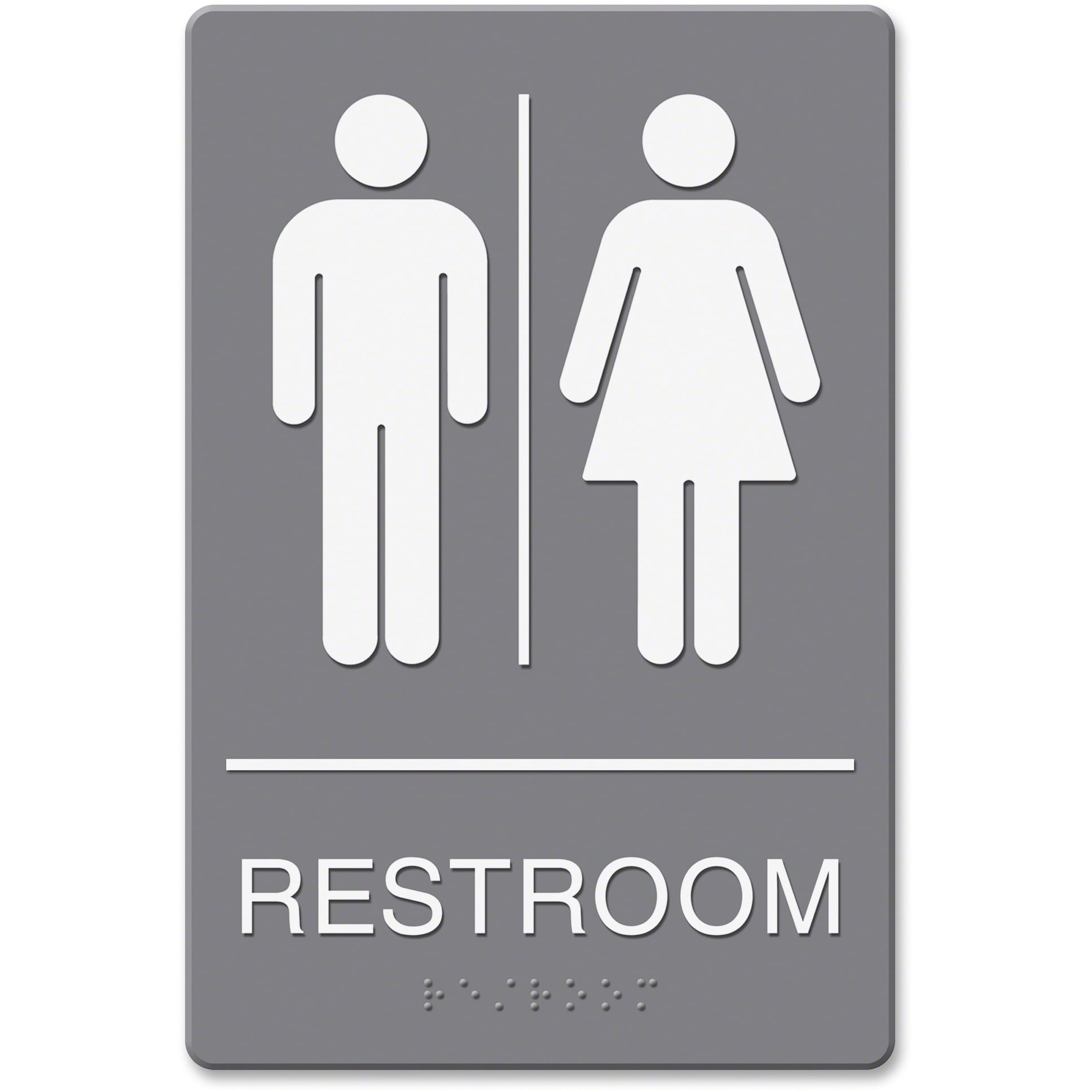 HeadLine, USS4812, Restroom Image Indoor Sign, 1 Each, Gray Frame,White