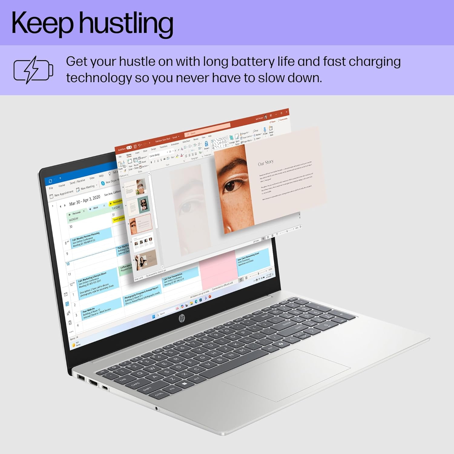 HP 15.6 inch Laptop, HD Touchscreen Display, AMD Ryzen 3 7320U, 8