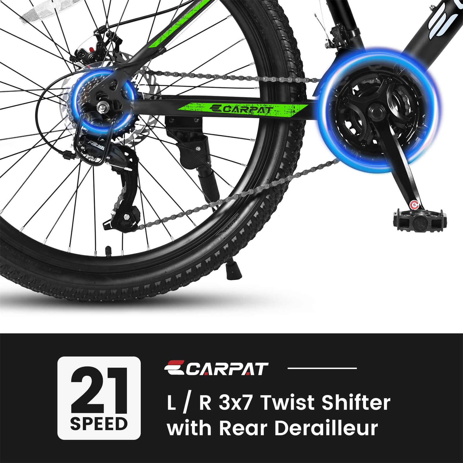26" Women's Mountain Bikes 21-Speed Mountain Bicycle with Disc Brakes, Green