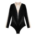 thumbnail image 6 of Zaldita Womens Glittery Gymnastics Latin Dance Leotard Sheer Mesh Keyhole Ballet Bodysuits Top Black XXL, 6 of 6