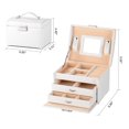 thumbnail image 2 of Multi-Layer PU Leather Jewellery Box Girls Jewellery Case Storage Organizer Showcase w/ Lock, White, 2 of 7