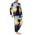 thumbnail image 2 of KLL Cat Under Starry Skies Sleepwear Mens Flannel Pajamas,Long Cotton Pj Set, 2 of 7