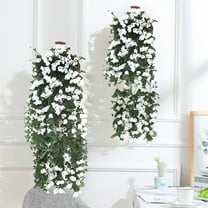 Usupdd Artificial Hanging Basket Wall Decor (White), Artificial Hanging Basket Wall Decor Polyester Fake Plants For Indoor Home Kitchen Office Decorations Realistic Hanging