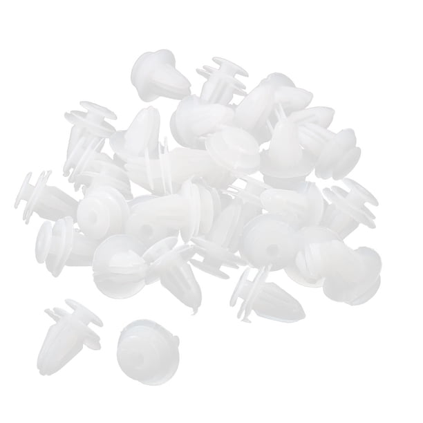 50 Piezas Clips 9mm Remaches de Plástico Blanco Grapas Panel de la Puerta de Coche