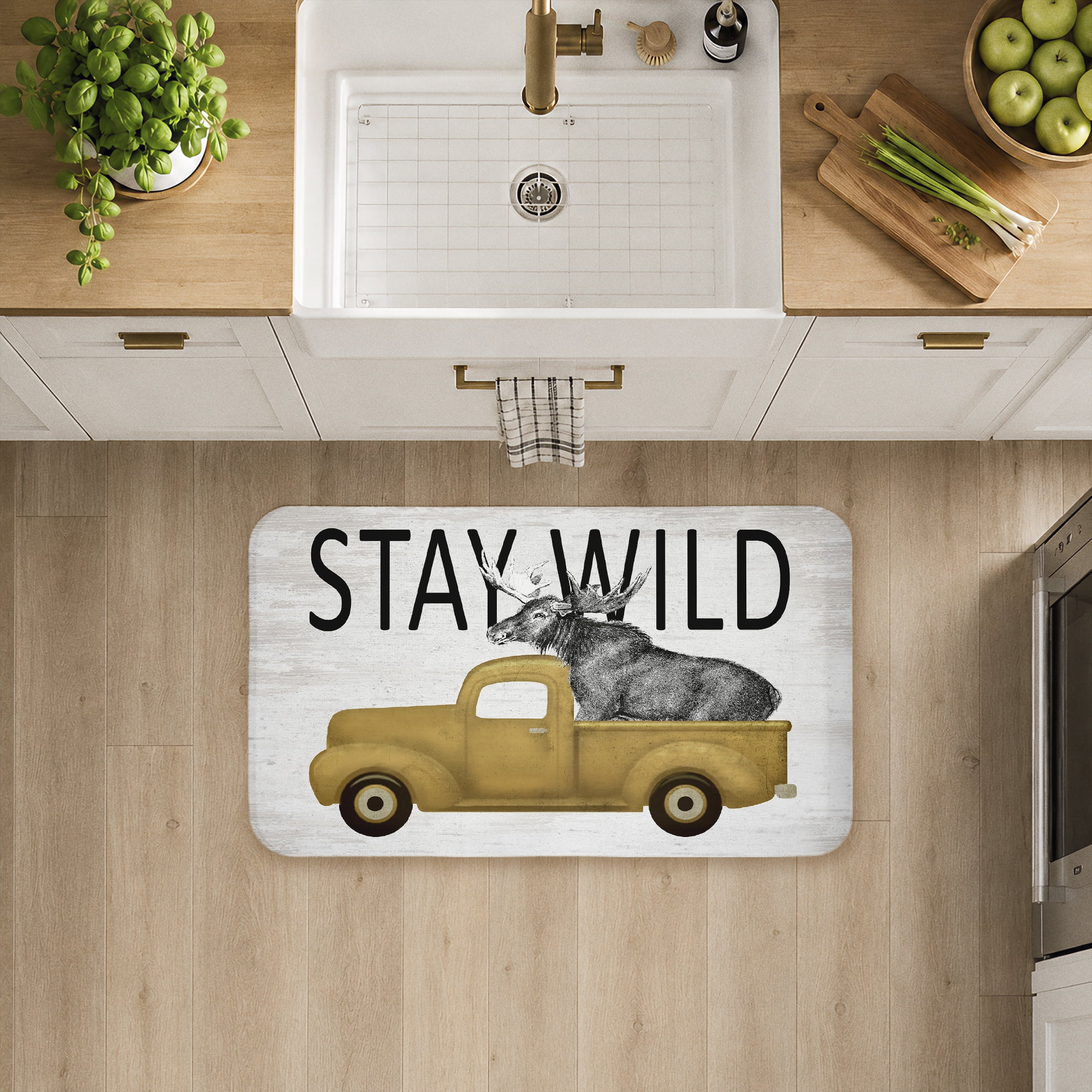 Stupell Industries Stay Wild Moose Tailgate Printed Anti-Fatigue Floor Mat, design by Lettered and Lined