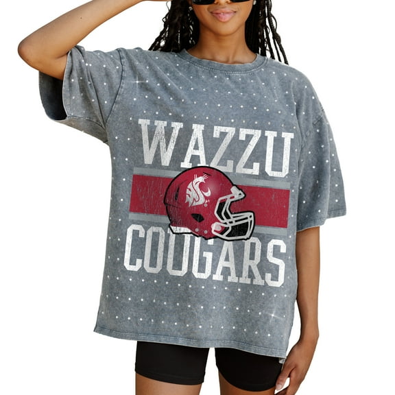 Women's Gameday Couture Gray Washington State Cougars On the Ball Oversized T-Shirt