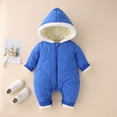thumbnail image 2 of Gibobby Newborn Baby Fleece Jumpsuit Unisex Infant Bear Hooded Onesie with Mitten Cuffs Winter Warm Snowsuit Outfit(Blue,0-3 Months), 2 of 4