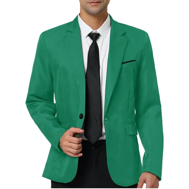 INSPIRE CHIC Blazer pour Homme un Bouton Revers Cranté Poche Poitrine Blazer à Rabat avant 2TG Vert