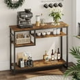 thumbnail image 3 of Bestier Narrow Console Table, Rustic with 4 Storage Shelves and 2 Hooks, Perfect for Living-rooms and Hallways, 3 of 9
