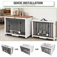 thumbnail image 2 of MEDEHOO 33.3’’ Dog Crate Furniture, Folding Dog Crates with 360° Rotating Bowls, Wooden Puppy Cage Kennel with Metal Frame for Small & Medium Dogs Indoor, Removable Tray and Floor (White), 2 of 8