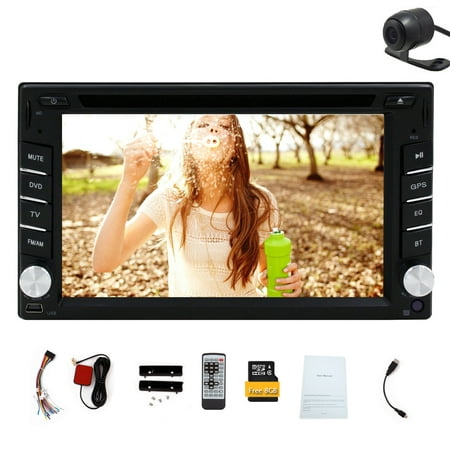 WindowCE System Double Din 6.2'' Digital Touch Screen Car DVD Player GPS Navigation Car Stereo Built in Bluetooth Car Radio Audio Video Player+Free Rear Camera+Free 8GB Map