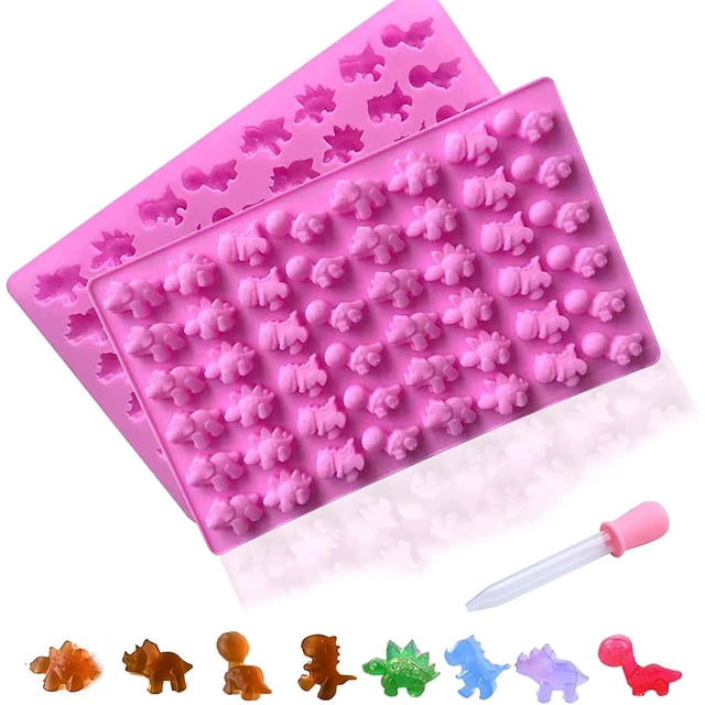 Moldes de Goma de Dinosaurio YONGSHENG Mini Molde de Silicona para Caramelos Paquete de 2