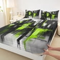 thumbnail image 3 of Homewish Black Green Watercolor Twin Sheet Sets for Adult, Modern Neutral Artwork Twin Fitted Sheet, Chic Stripes Ombre Flat Sheet, Super Cozy Room Decor, 3pcs, 3 of 7
