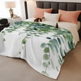 thumbnail image 2 of Eucalyptus Leaves Throw Blanket, Flannel Fleece Blanket with Striped Design for Couch, Summer Botanical Watercolor Soft Breathable All Season Plush Blankets for Sofa Office Bed 50"x60", 2 of 9