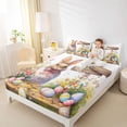 thumbnail image 3 of Erosebridal Colorful Easter Eggs Kids Full Size Sheets,Rustic Farm Animal Bunny Multicolor Flowers Bed Sheets For Girls 4pcs, 3 of 6