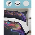 thumbnail image 4 of Quilts Twin-XL Size Bedding Set, Purple Dinosaur Lightweight Quilted Comforter, Modern Black Abstract Color Lights Soft Reversible Bedspread Coverlet with Pillow Covers for All Season, 68" x 98", 4 of 7