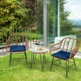 thumbnail image 1 of Gymax 3PCS Rattan Patio Conversation Set Bistro Chat Set w/ Navy Cushions, 1 of 10
