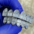 thumbnail image 4 of Real Solid 925 Sterling Silver Grillz Set Iced Baguettes Six on Six Teeth Grills, 4 of 6