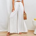 thumbnail image 4 of Falda Pantalones de pierna ancha para mujer Pantalones de cintura elástica de moda Pantalones femeninos simples (Blanco S) Kuymtek Blanco T S para Mujer, 4 of 5