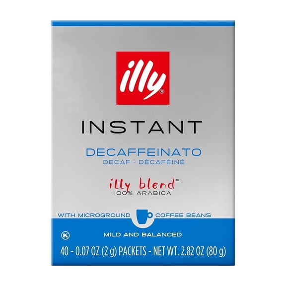 illy Decaf Instant Coffee Singles, Classico Medium Roast, 100% Arabica, 40 Single-Serve Packets (2g Each)