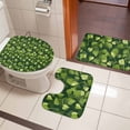 thumbnail image 5 of Dark Green Leaf Bathroom Rugs Set Watercolor Spring Dark Green Leaves Plant Linen Texture Non Slip Absorbent Bath Mats 3 Piece Set with Bathroom Rug, U-Shaped Floor Mat, Toilet Seat Cover Large Size, 5 of 9
