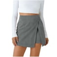 thumbnail image 2 of Avrnliq High Waist Ribbed Wrap Mini Skirt for Women - Gray, 98% Cotton 2% Spandex with Built-in Lining, Casual Trendy Daily Wear,Size XL, 2 of 8