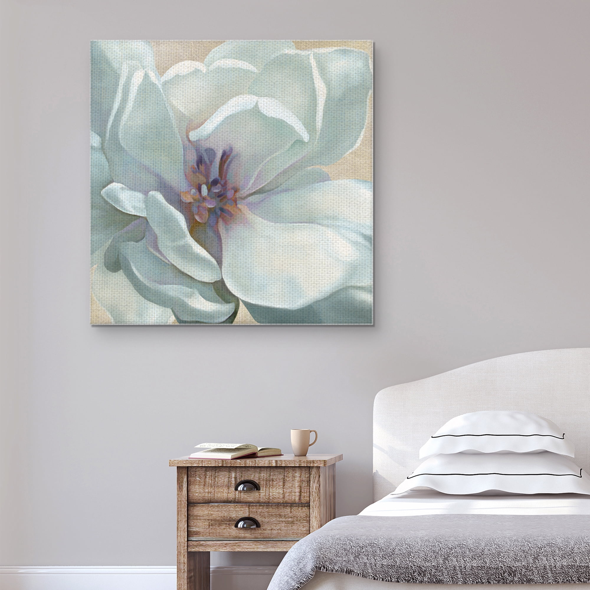 Masterpiece Art Gallery Iridescent Bloom I White Flower By Carol Robinson Canvas Art Print 35" x 35"