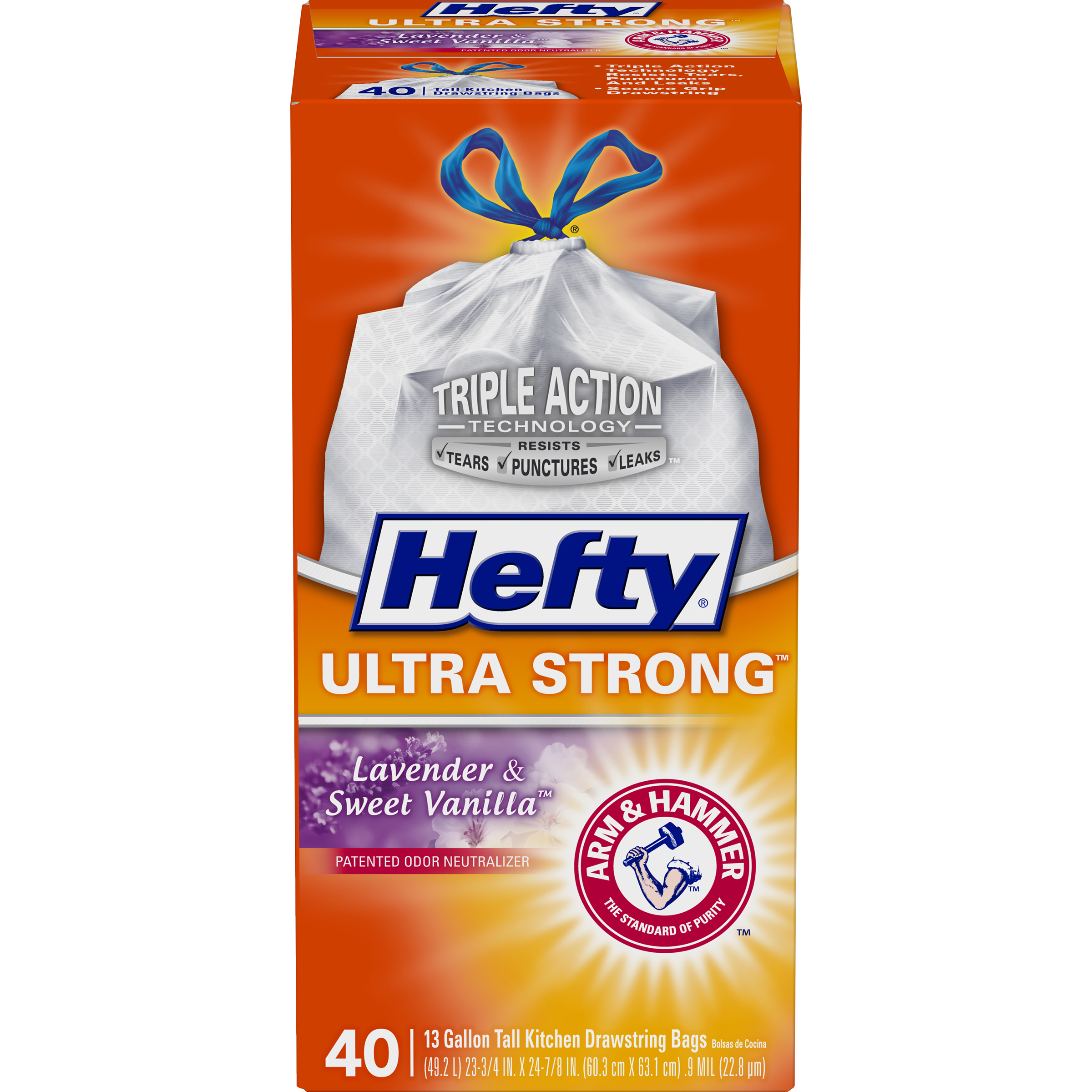 Hefty Flap Tie Small Trash Bags 26 Count Lavender /& Sweet Vanilla Pack of 2 4 Gallon