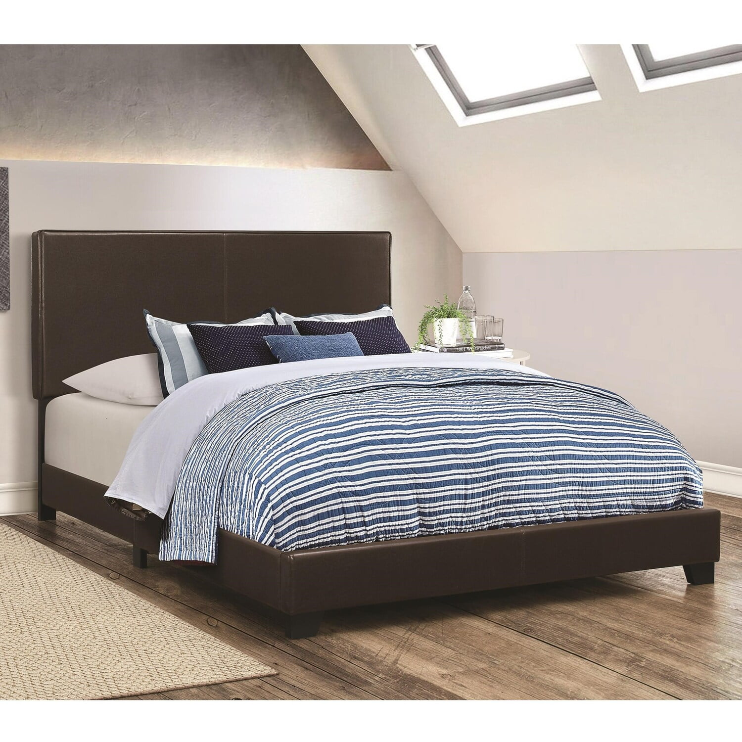 Benzara Hardwood Low Profile Platform Bed, Eastern King, Brown