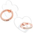 thumbnail image 1 of Cell Phone Ring Holder Stand Compatible All Mobile Phones or Phone Cases, Transparent Phone Ring Holder Finger Kickstand 360°Degree Rotation Clear Phone Ring Grip, 2 Rose Gold, 1 of 5