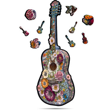 CRAFTHUB Guitar Wooden Puzzle for Adults - Wooden Jigsaw Puzzle for Ages 13 , Size: 10"x11"