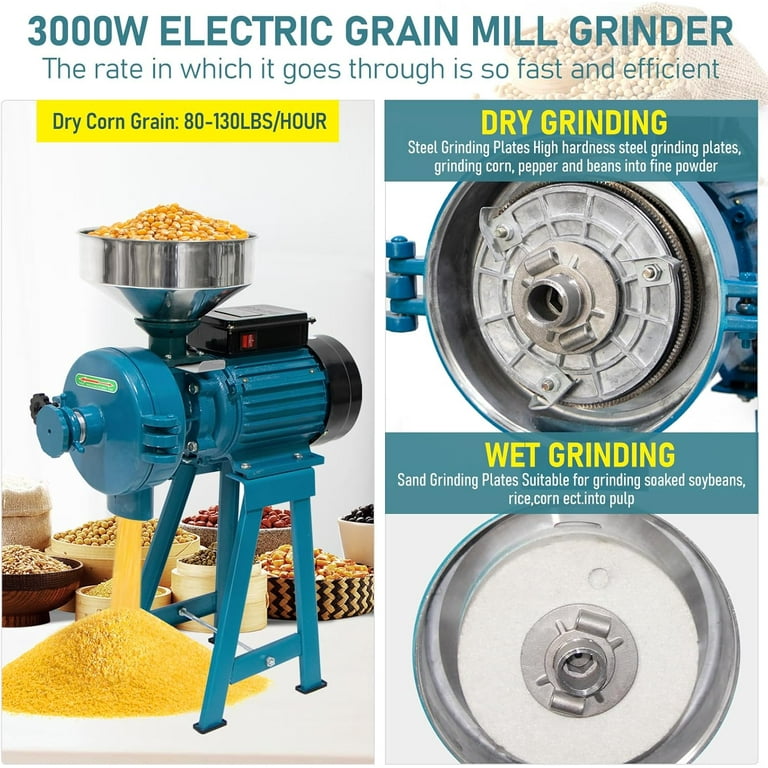 Upgraded 3000W Electric Grain Mill Dry/Wet Grinder