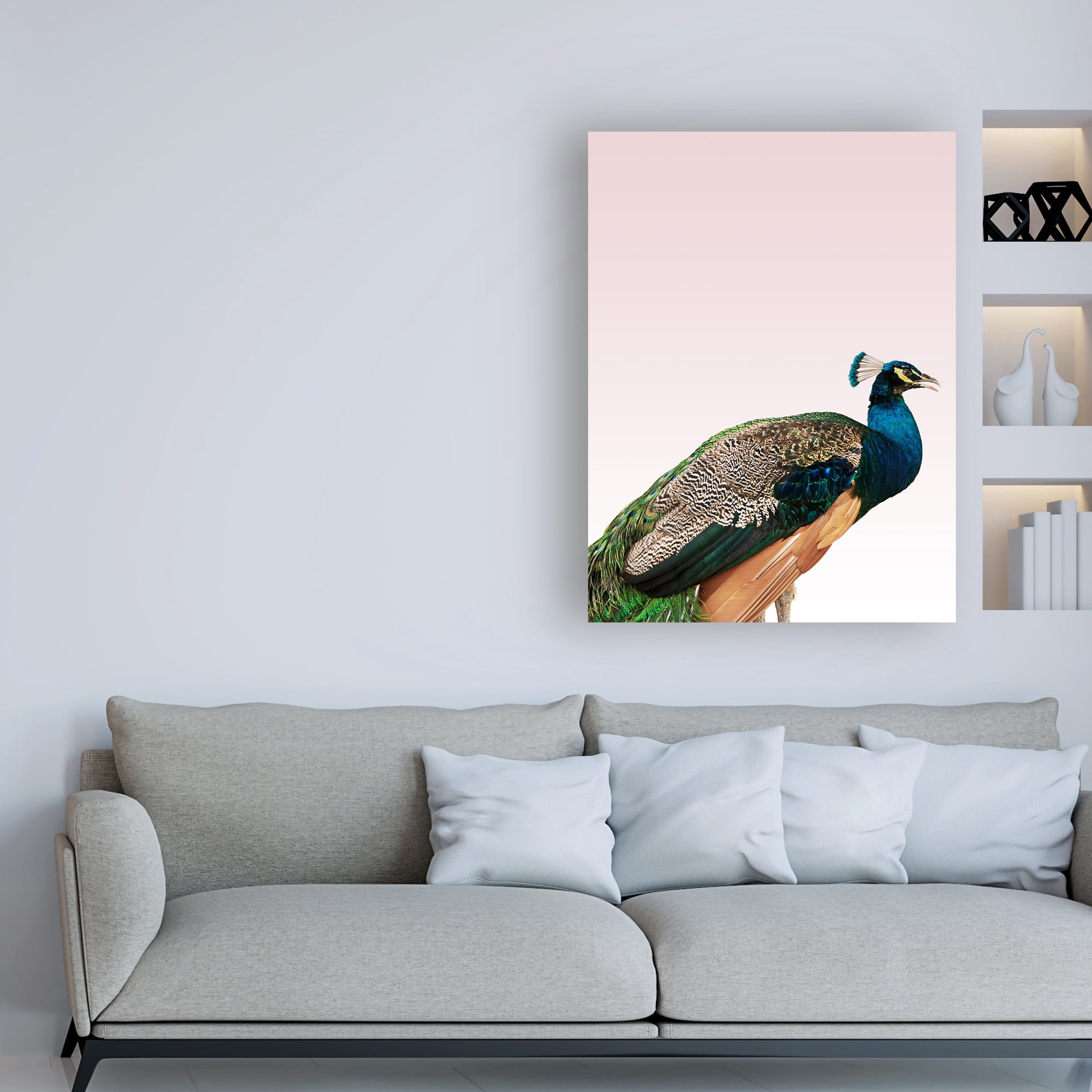 Trademark Fine Art 'Peacock on Pink Fabrikken' Canvas Art by Design Fabrikken
