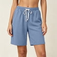 thumbnail image 6 of Sheghy Women Shorts Cotton Women Knit Elastic Waist Drawstring Casual Shorts with Side Storage Pockets Light Blue XXL, 6 of 6