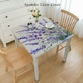 thumbnail image 2 of nygtbtfer  Fitted Tablecloth Elastic Edged Table Cover,Sweet Home Purple Lavender Flower  Wipeable Table Cloths for Kitchen Dining Party Fit up  Tables,Blossom Floral on Linen, 2 of 7