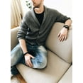 thumbnail image 3 of Kukuzhu Men's Shawl Cardigan Color Block Ribbed Knit Button Down Cardigan Sweaters, 3 of 6
