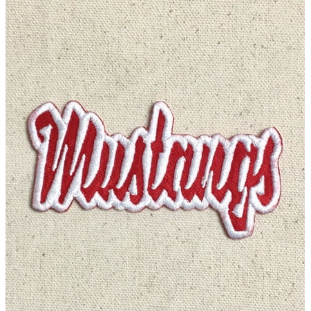 Mustangs - Red/White - Team Mascot - Words/Names - Iron on Applique/Embroidered Patch