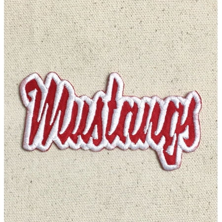 - Mustangs - Red/White - Team Mascot - Words/Names - Iron on Applique/Embroidered Patch