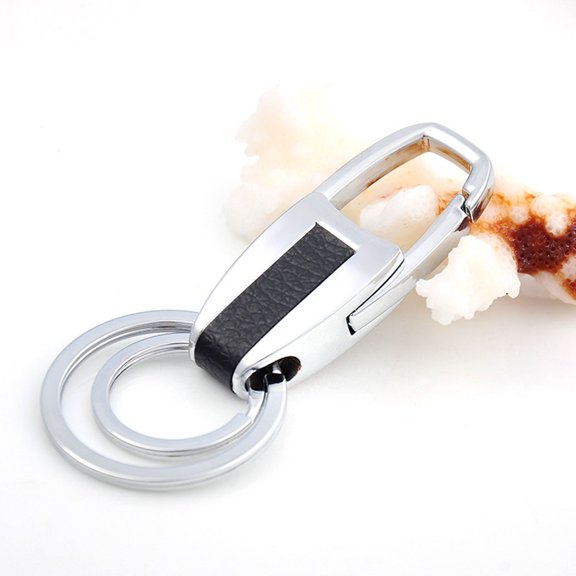 FELTECHELECTR Alloy Keyrings with Metal Charm 1Set Double Ring for Car Keys