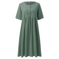 thumbnail image 4 of Sngxgn Womens Summer Dresses Square Neck Lantern Sleeve Tie Backless Ruffle A-Line Casual Dress(Green,XXL), 4 of 5
