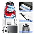 thumbnail image 4 of Yield Red Funny Crab on Blue Stripe Print Backpack for Women Men, Lightweight Casual Travel Daypack, Classic Basic College Backpack, Middle School Bag, 4 of 5