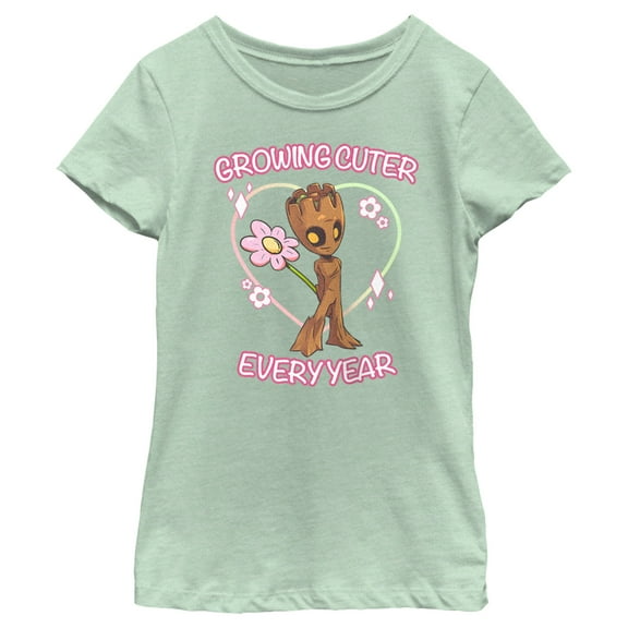Girl's Guardians of the Galaxy Groot Growing Cuter Graphic Tee Mint Medium